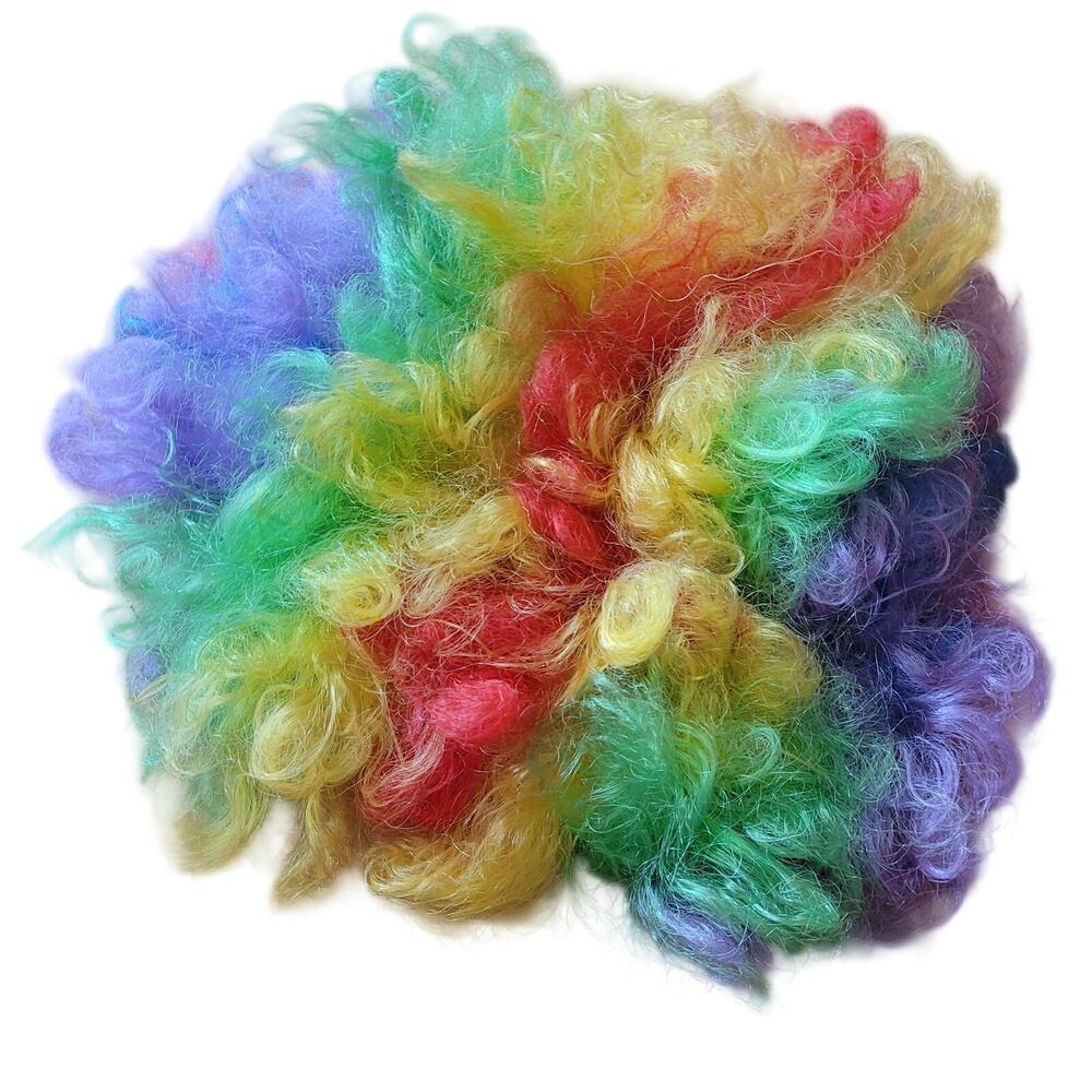 1992 Vintage Rainbow Clown Wig – Curly Costume Hair Halloween Party Bright